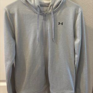 Under Armour Loose Fit Full Zip Hooded Jacket Womens Size Small Grey